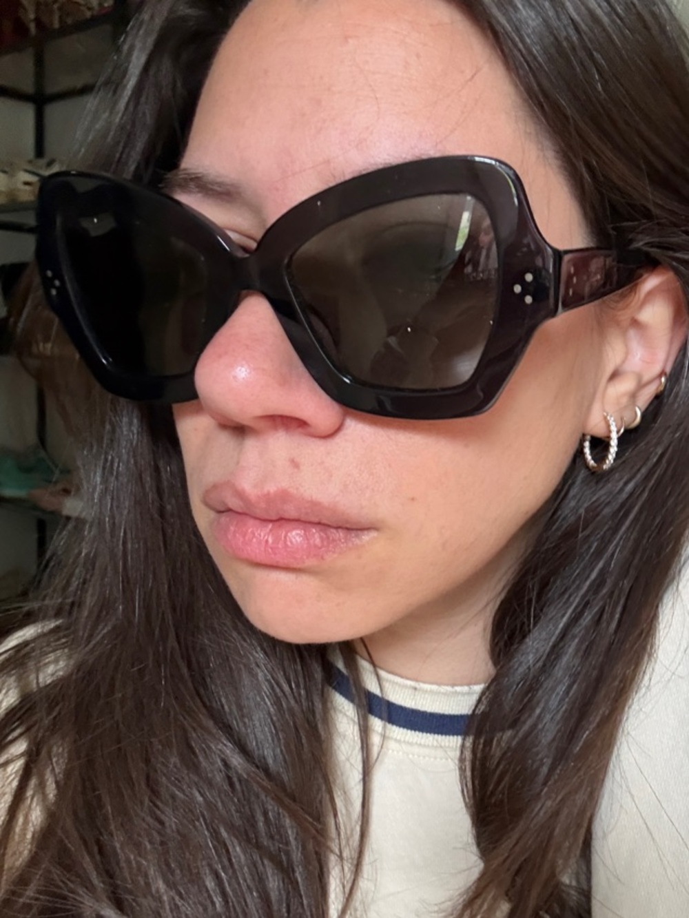 Celine Black Sunglasses with Gold Temple Detail - Picture 8 of 8